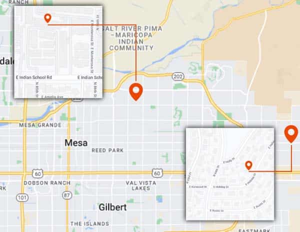 Map Of Arizona Showing Stabley Home Entertainment's 2 Locations